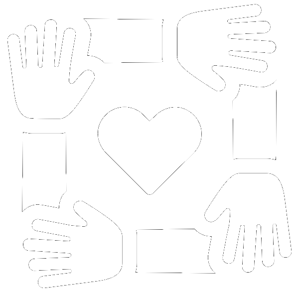 Holding hands icon with a heart representing discounts for military and seniors