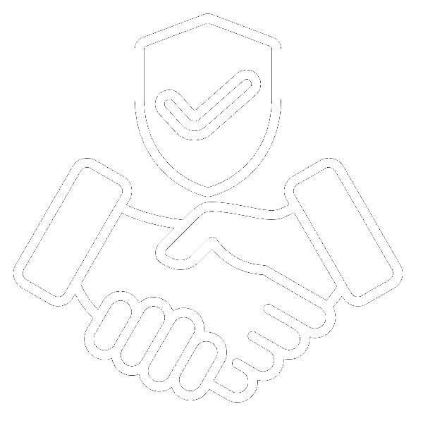 Handshake icon with a checkmark representing trusted plumbing experts and guarantees